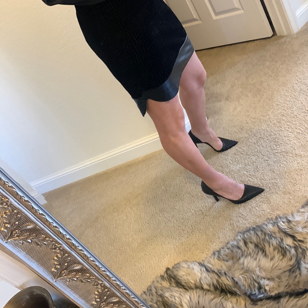 Bar III Velvet  printed, leather trim skirt - Picture 13 of 17